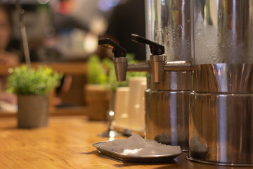 selective focus of drinking water tap