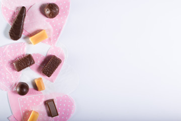 chocolate hearts and copy sapce