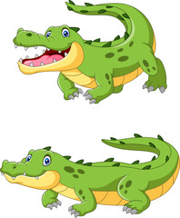 Happy Cartoon crocodile are creeping