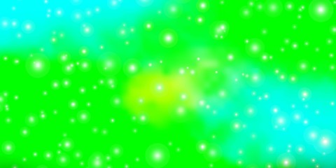 Light Blue, Green vector template with neon stars. Colorful illustration with abstract gradient stars. Best design for your ad, poster, banner.