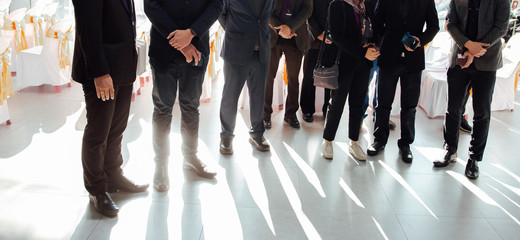 Group of Business man are talking in standing position,blur focus.