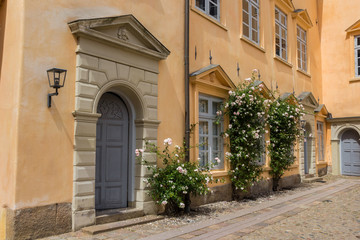 Fototapeta na wymiar Door and windows on the courtyard of the castle in Eutin, Germany