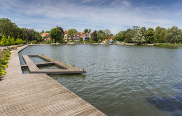 Naklejka premium Wooden jetty at the lake in Eutin, Germany
