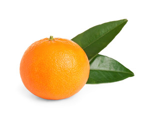 Fresh ripe juicy tangerine isolated on white
