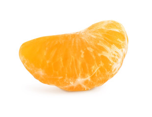 Fresh juicy tangerine segment isolated on white