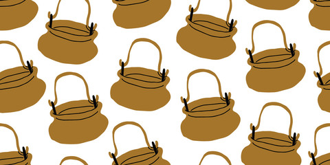 vector seamless pattern with witch cauldrons