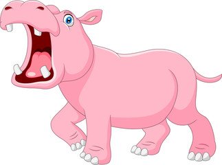 Obraz na płótnie Canvas Cartoon Hippo with open mouth