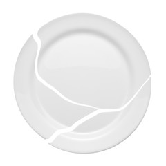 broken plate isolated on a white background
