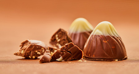 chocolate truffle candies close-up