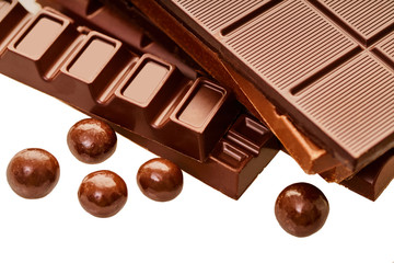 set of chocolate bars close-up