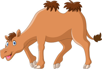 Cartoon funny camel smile and standing 