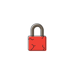 Broken padlock vector icon symbol security isolated on white background