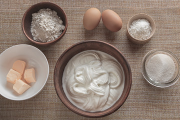 Ingredients for making cottage cheese cupcakes