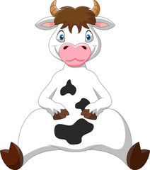 Cartoon funny cow a sitting