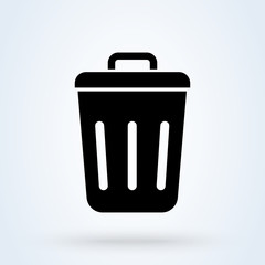 Trash Can, Rubbish Bin. Simple modern icon design illustration.