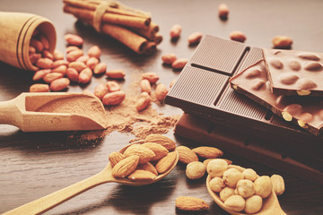chocolate bar and nuts