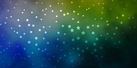 Dark Blue, Yellow vector background with colorful stars. Shining colorful illustration with small and big stars. Pattern for websites, landing pages.