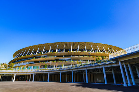 Landscape of New national stadium for Tokyo Olympic 2020 in Japan ( named Kokuritsu Kyogijo )