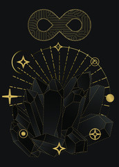Occult fantasy illustration of magic crystals.