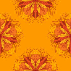 Seamless background of hand drawn beautiful bright flowers. Floral decorative pattern. Colorful texture for design.