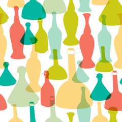 Colorful stylish glass bottles seamless pattern