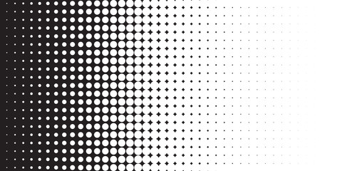 Abstract halftone black and white vector background. Grunge effect dotted pattern. Vector graphic for web business designs.
