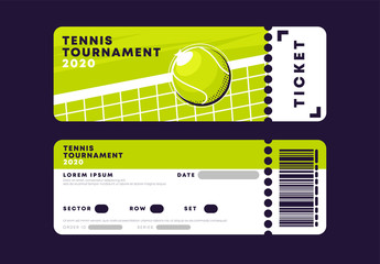 Vector illustration of the entrance ticket to a tennis match, tennis tournament