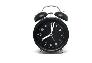 Object Black Table Clock Vintage patterns isolated on white background - After 8 O clock or Eight past one