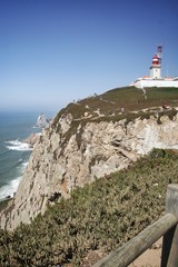A view of Cabo Da Roca Lighthouse in Portugal, the westernmost point of continental Europe and of the Eurasian land mass