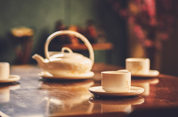 Cup of coffee on the table.