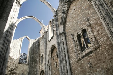 What remains of the medieval Convento do Carmo (Carmo Convent) afther the Lisbon great earthquake of 1755, Portugal