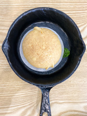 Fried Salapao Chinese BBQ pork Bun. Close up