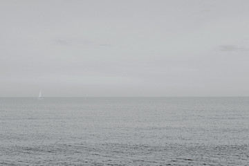 Summer sea. Blue water. Beach on sunrise