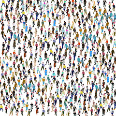 isometric people walking vector illustration