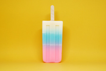 Object - Soap with Colorful ice cream shape with Yellow pastel color background
