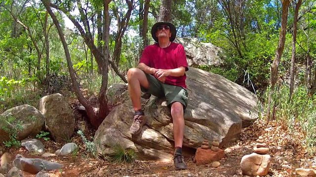 Man Meditates Contemplates In Boynton Canyon- Sedona Arizona