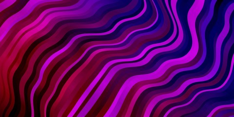 Dark Blue, Red vector pattern with curved lines. Colorful geometric sample with gradient curves.  Template for your UI design.