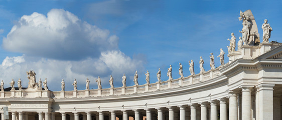 Panorama of the Statues in Saint Peters Square Vatican City, Rome - obrazy, fototapety, plakaty