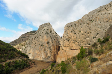 Panorama of the Mountainous Trail Out of Caminito del Rey Canyon in Spain