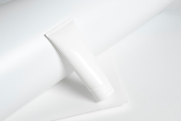 beauty spa medical skincare and cosmetic lotion cream serum oil mockup bottle packaging on white decor background, collagen healthcare medicine concept