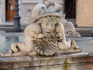 Fototapeta na wymiar Fountain Fontana Nettuno on Piazza Navona, Rome Italy