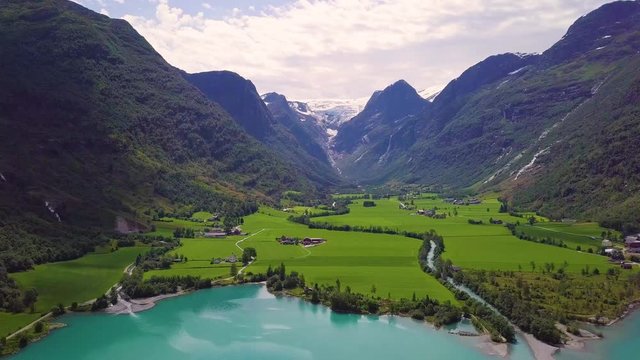 Briksdal Glacier & Olden Lake, in Olden, Hordaland og Sogn og Fjordane, Norway 2019