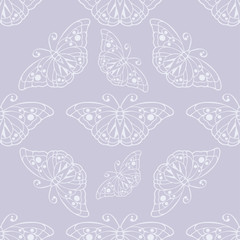 Seamless pattern with butterflies. Gray color.