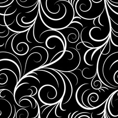 Vector illustration.Seamless black and white background with curls.EPS 8