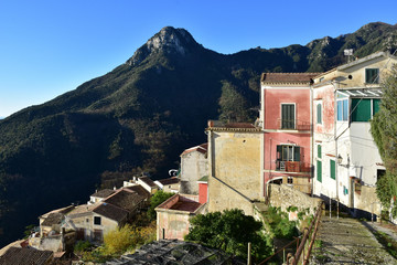 Fototapeta na wymiar Panoramic view of a town on the Amalfi coast, Italy