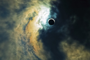 Horror sky with eclipse. - 313280360