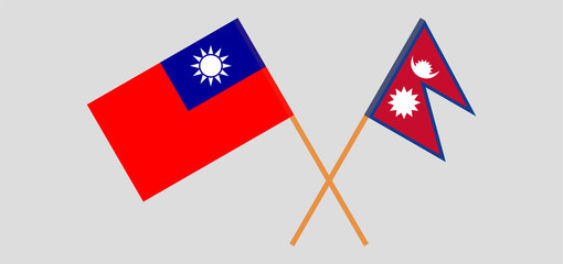 Crossed flags of Nepal and Taiwan