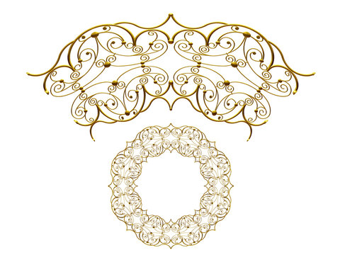 3d illustration ornament. Curved segment with ninety degree angle can be combined with a straight or fourtyfive degree version,  which can be found with the search term fivethreezero