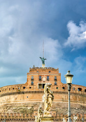 Castel Sant'Angelo located on the Tiber River in Rome, Italy.