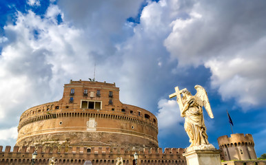 Castel Sant'Angelo located on the Tiber River in Rome, Italy.